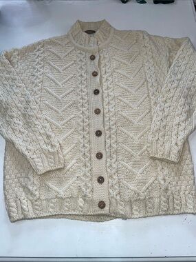 Vintage Sweaters of Ireland pure merino wool cardigan XL